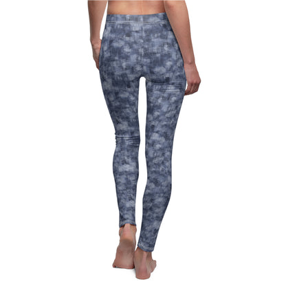 Women's Cut & Sew Casual Leggings "MOIRE" col. Navy