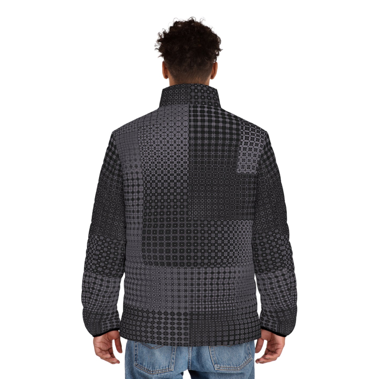 Men's Puffer Jacket "FREQUENCY" col. Shadowplay. Jhane Barnes custom design