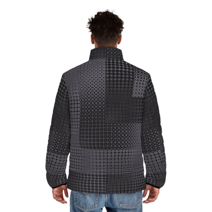 Men's Puffer Jacket "FREQUENCY" col. Shadowplay. Jhane Barnes custom design