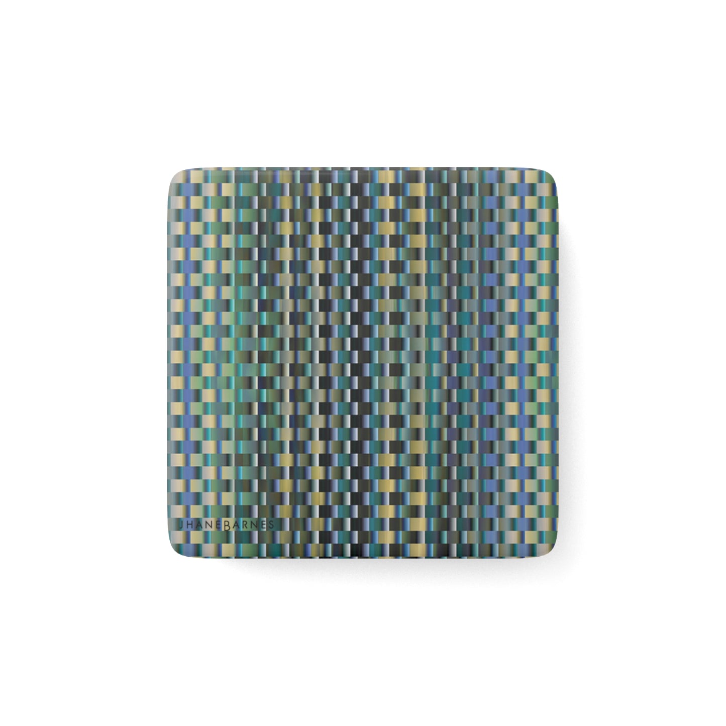 Porcelain Magnet, Square "CHECKERS" col. Blue Jeans
