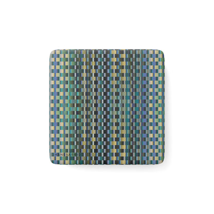 Porcelain Magnet, Square "CHECKERS" col. Blue Jeans