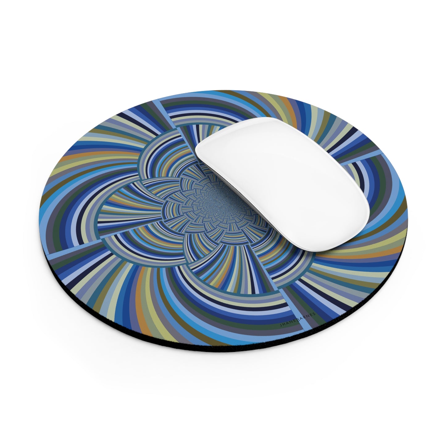 Mouse Pad (Round or Rectangle) "STRIPE INVERSION" col Blue Jeans