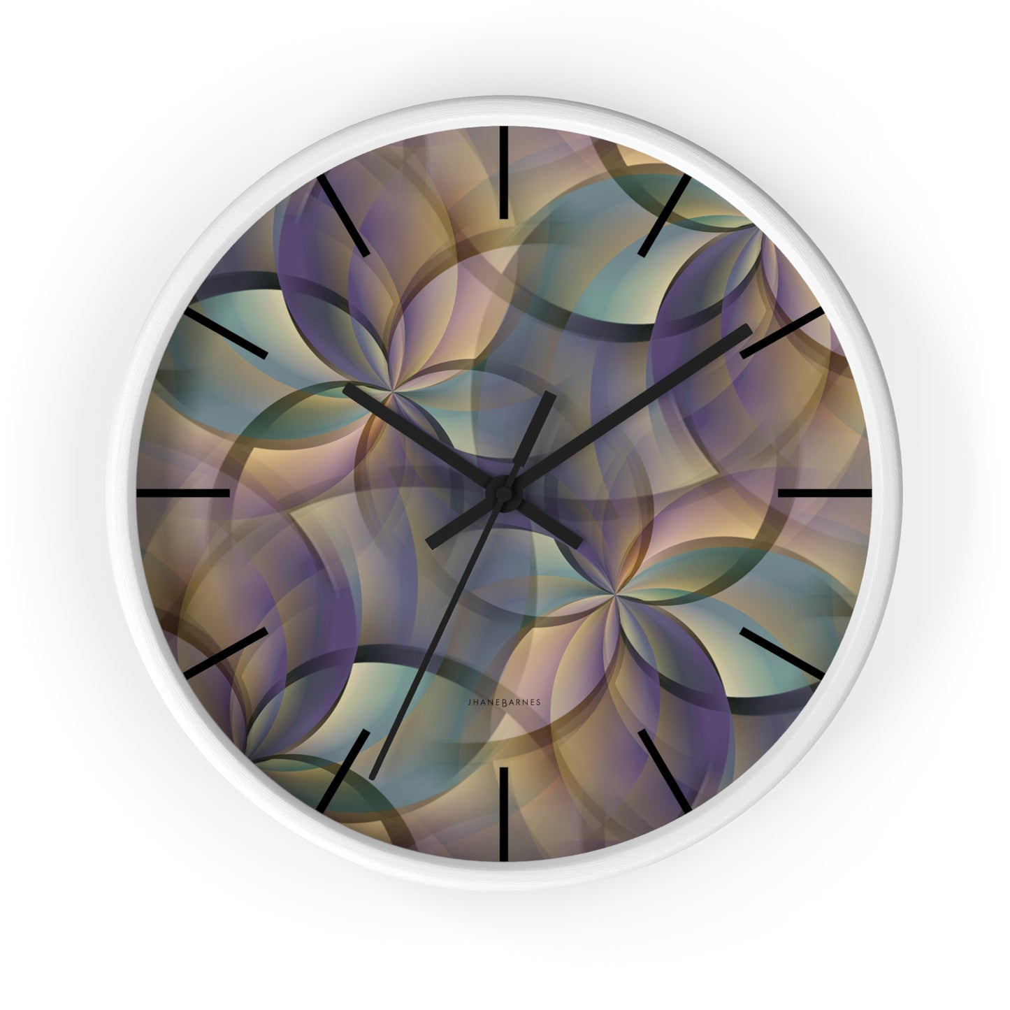 "FLORA" col Desert  - Jhane Barnes custom designed Wall Clock. *Click to select your base color + hands that best matches your space