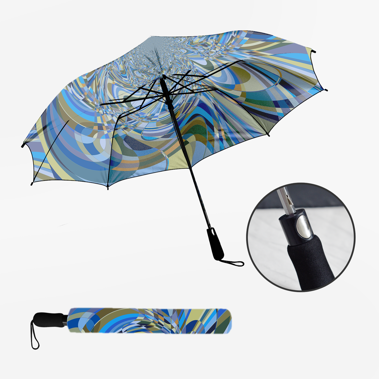 Semi-Automatic Foldable Umbrella "TRUCHET INVERSION" col Blue Jeans