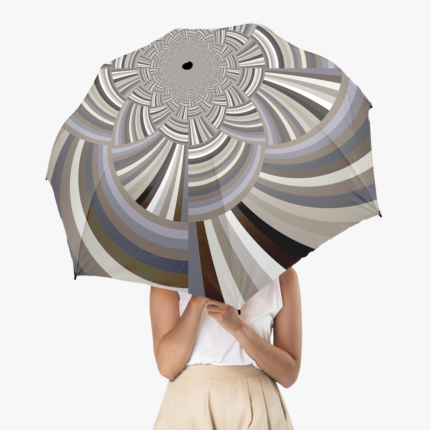 Semi-Automatic Foldable Umbrella "STRIPE INVERSION"  Neutral