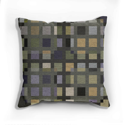 "SQUARZE" col. Moss Behaving. Woven Pillow. Jhane Barnes custom design