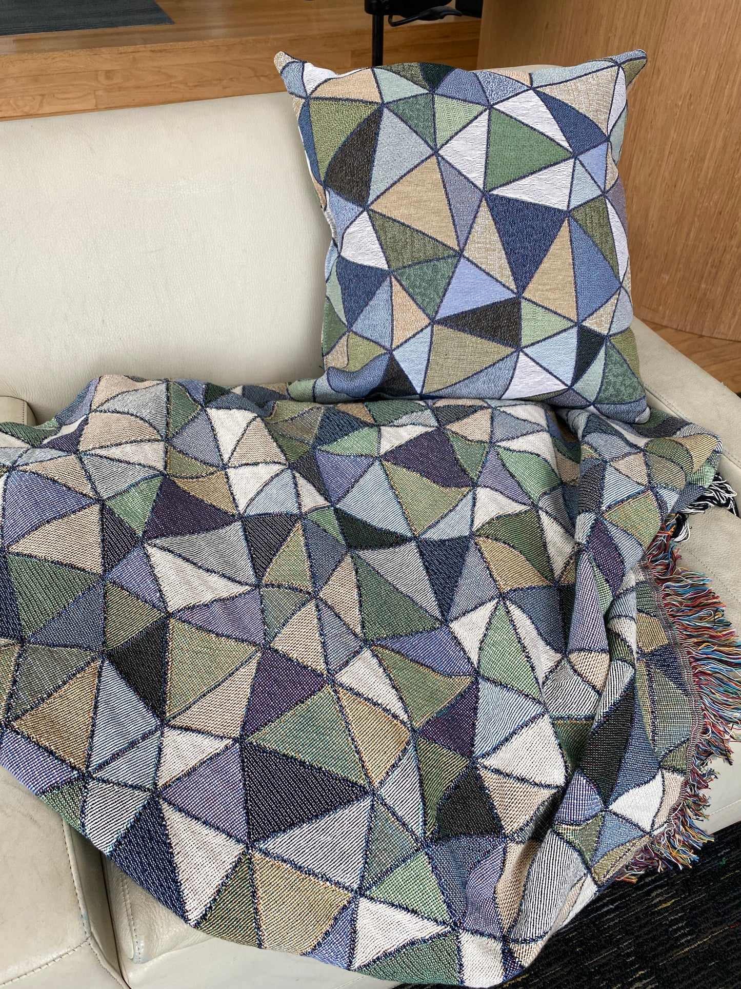 "LATTICE" col. Moss Behaving. (multiple sizes)  JHANE BARNES Custom Woven Blanket