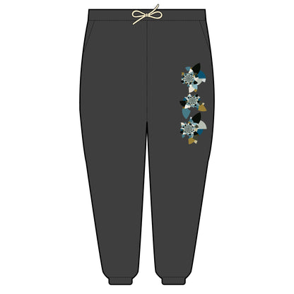 Unisex Fleece Sweatpants "FLORAHEDRON"  Cozy Lounge Wear