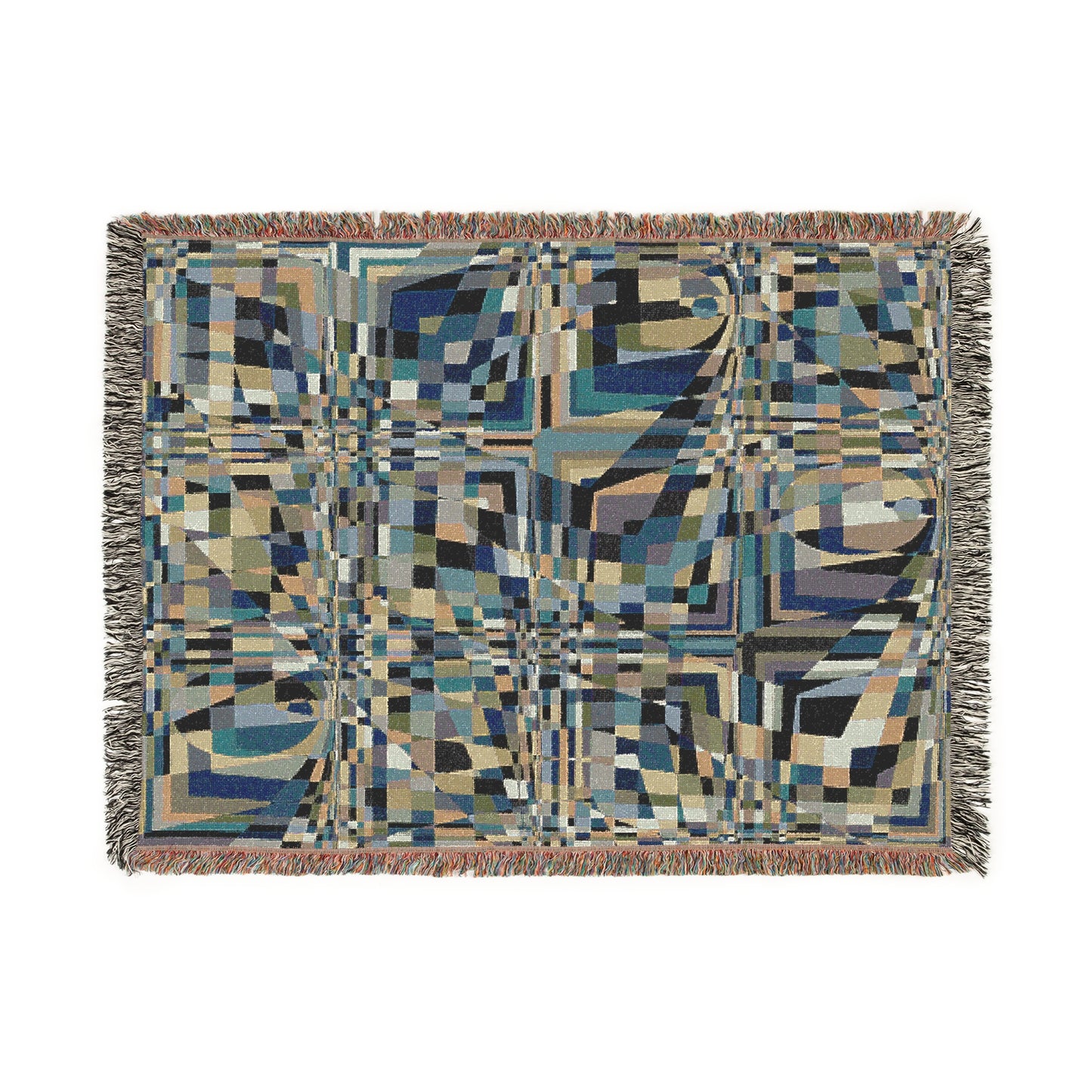 "QUAD II" col. Blue-Green Envy (multiple sizes) JHANE BARNES Custom Woven Blanket