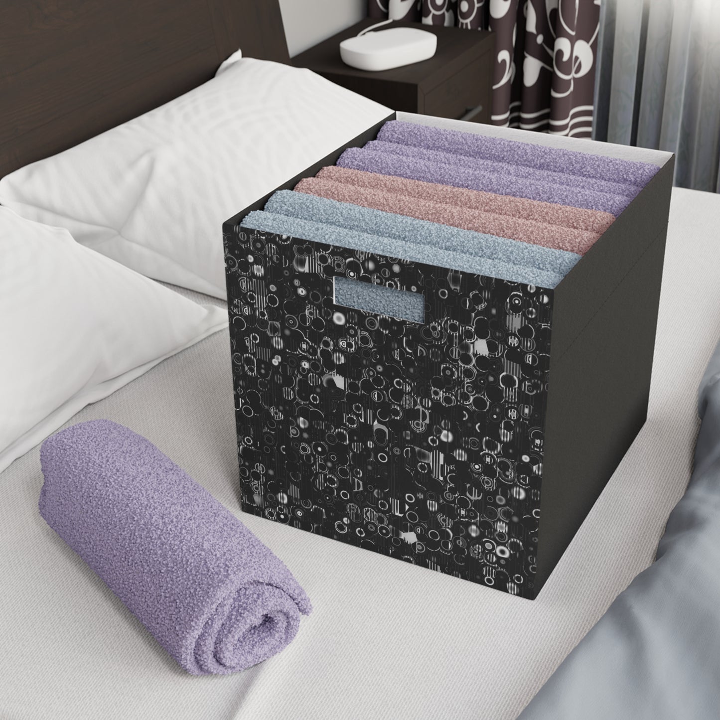 Felt Storage Box "ROUNDABOUT" Blk & Wht (1 box/no furniture)