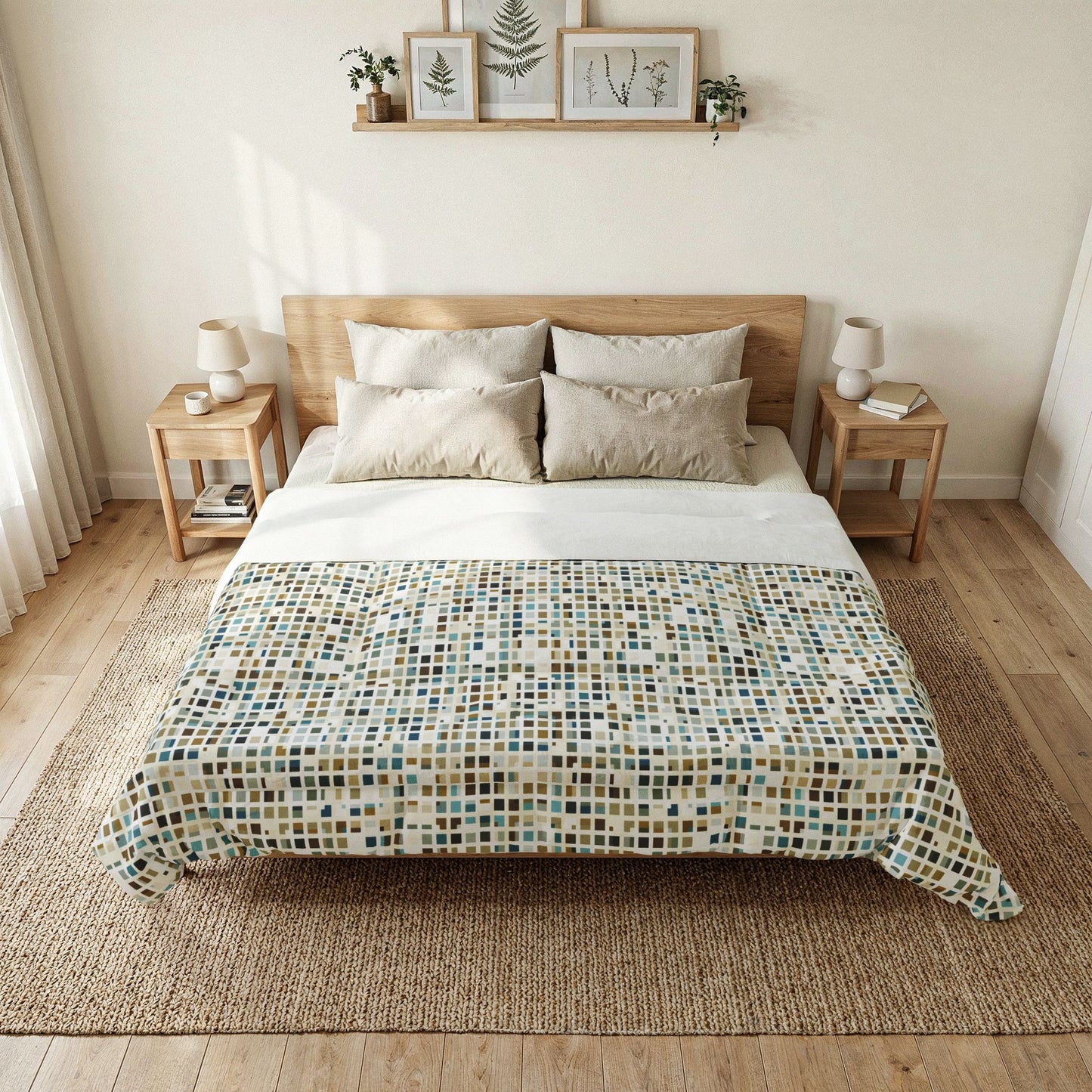 Cotton Comforter "SQUARZE" col. Mint chocolate