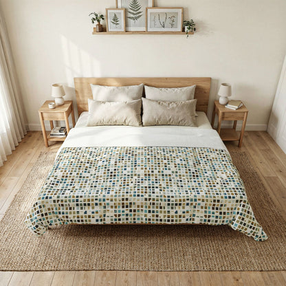 Cotton Comforter "SQUARZE" col. Mint chocolate