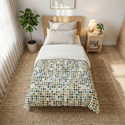 Cotton Comforter "SQUARZE" col. Mint chocolate