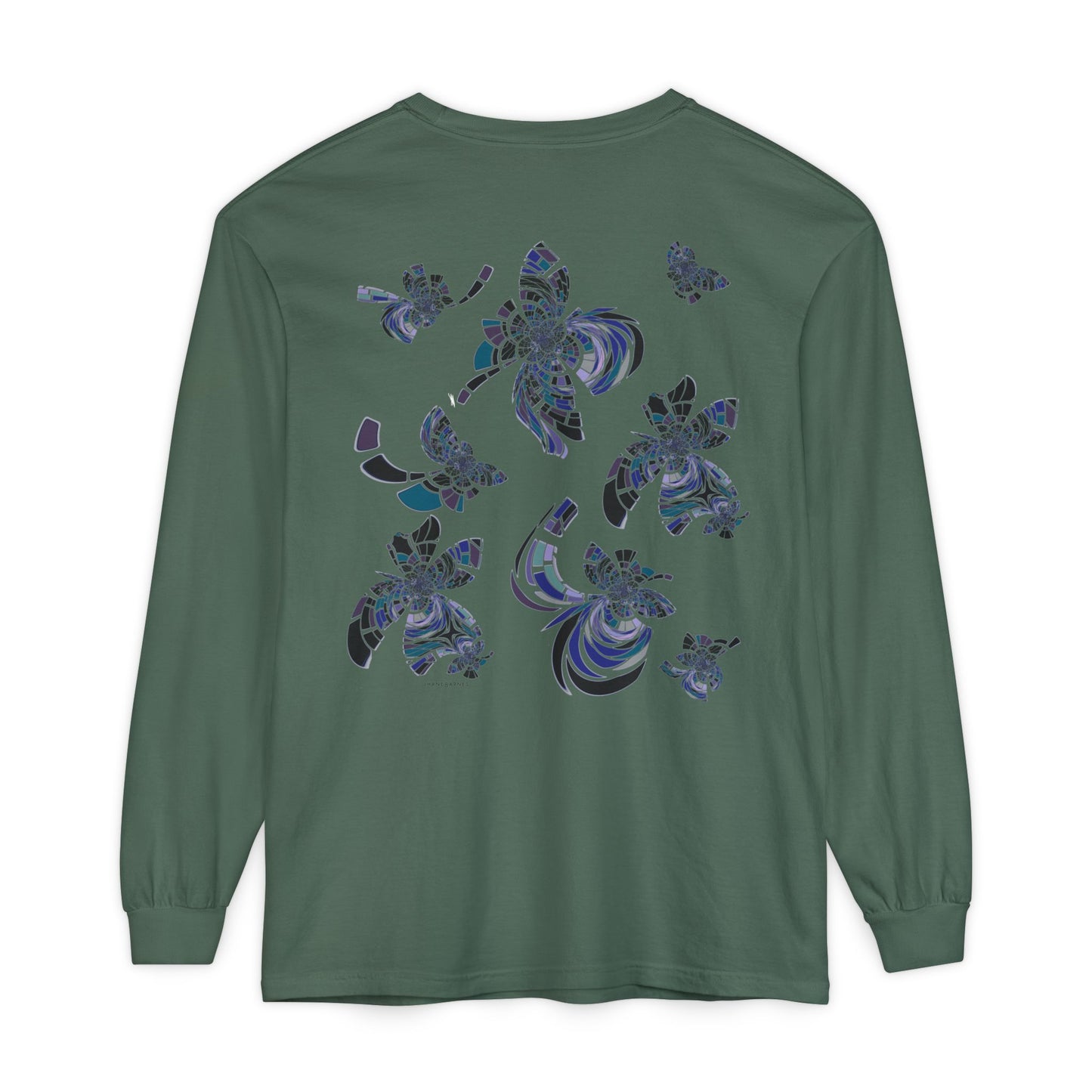 Unisex Long Sleeve T-Shirt "MONDRIAN SPACE" in Blue. Perfect for Casual Comfort and Unique Style