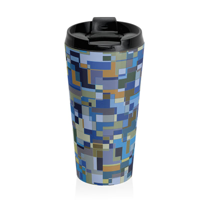 "POLYOMINOES"  Col Blue Jeans - Stainless Steel Travel Mug