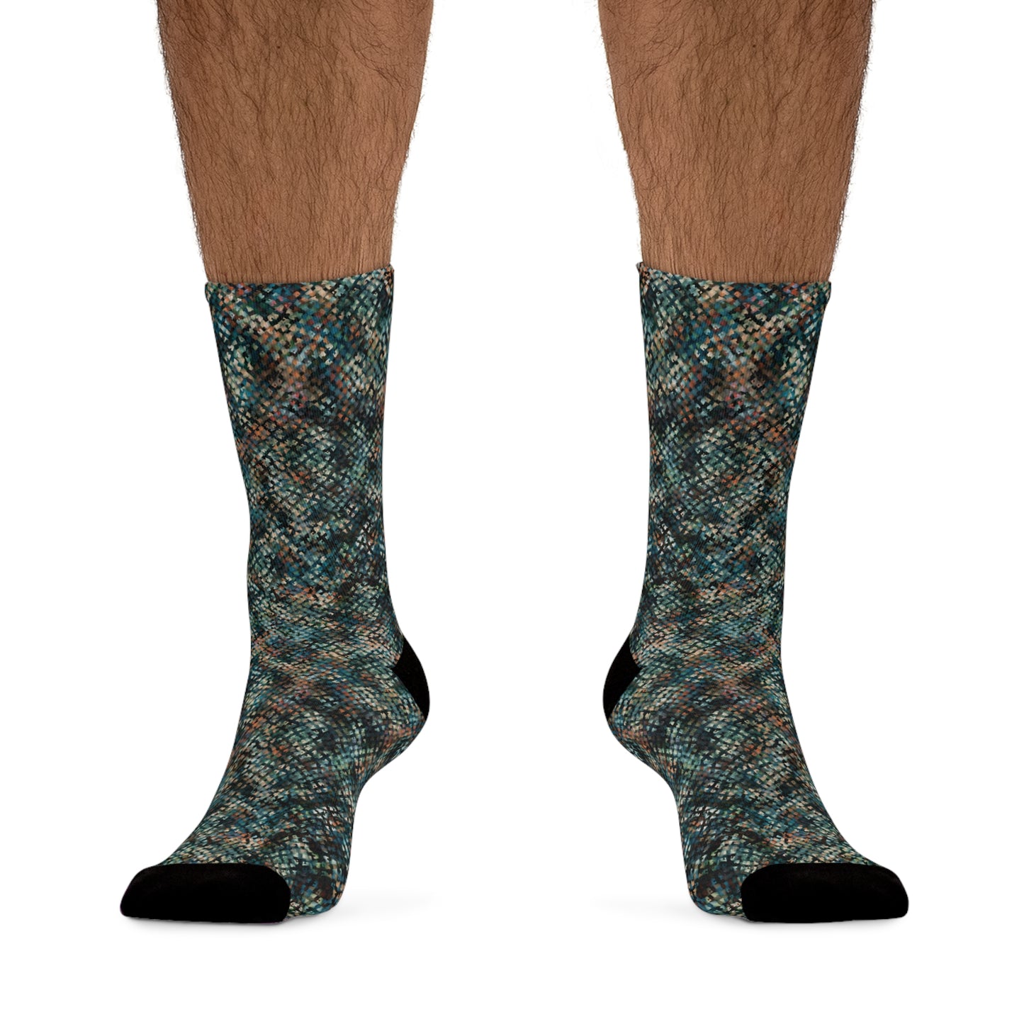 Recycled Poly Socks  "MEZZO" col Evergreen, Jhane Barnes custom design