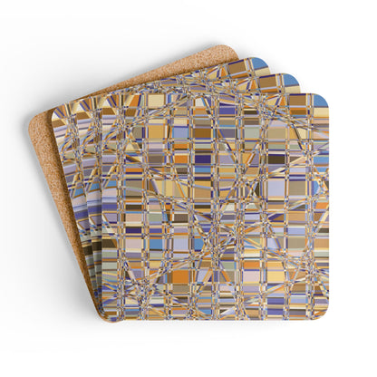 Corkwood Coaster Set  (4 pcs)  "GRIDWRAP" col Sedona