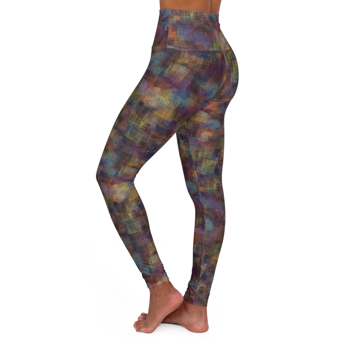 High Waisted Yoga Pants "MOIRE" col multi, Jhane Barnes custom design