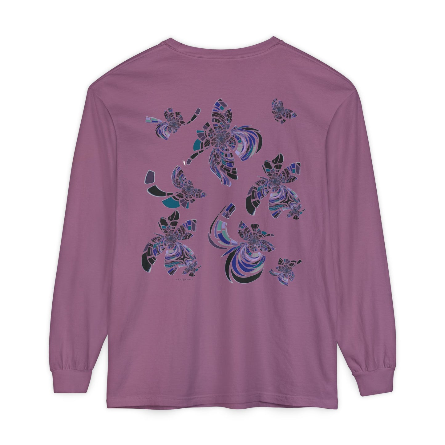 Unisex Long Sleeve T-Shirt "MONDRIAN SPACE" in Blue. Perfect for Casual Comfort and Unique Style