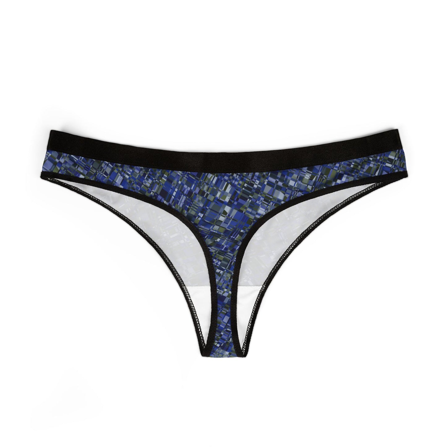 Women's Thongs "MADRAS MAYHEM"  col Cobalt Pulse Jhane Barnes design