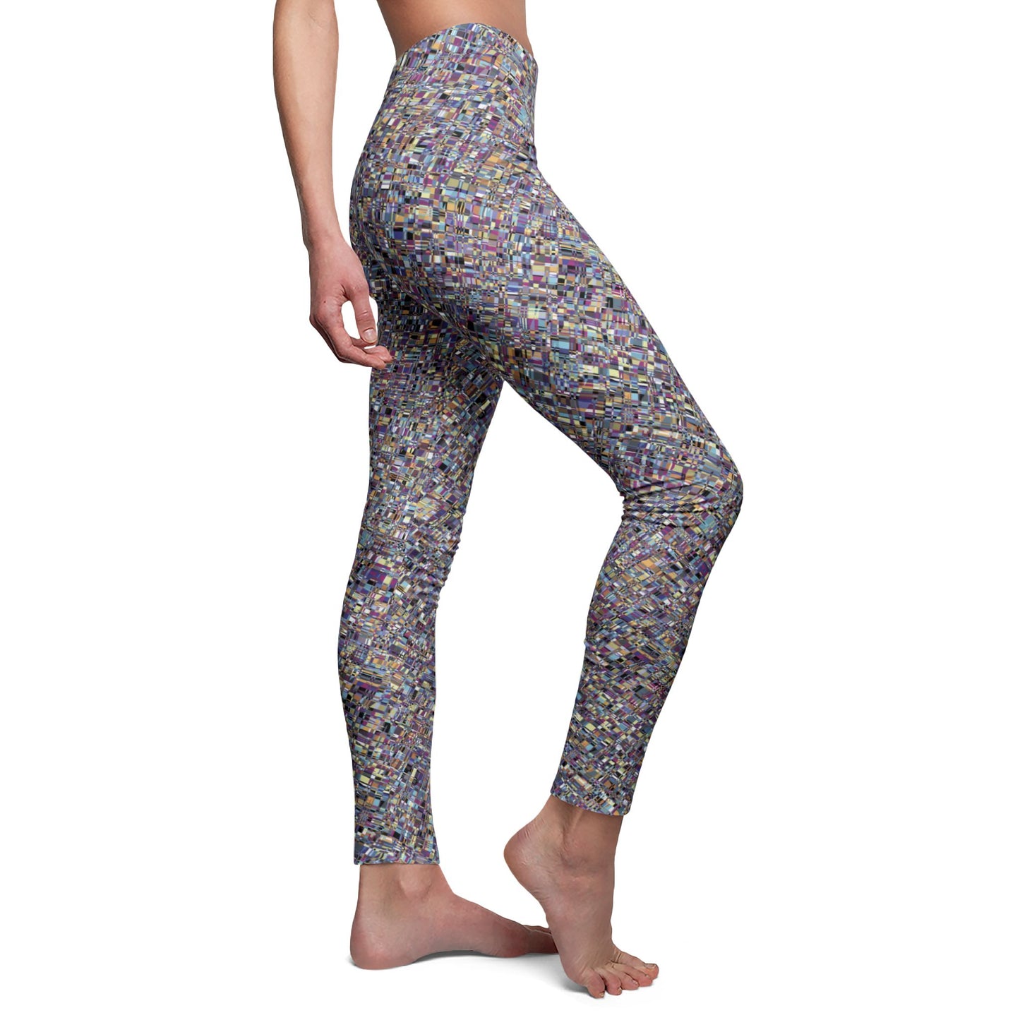 Women's Mid-rise Casual Leggings "MADRAS MAYHEM" col. Highly Meditated