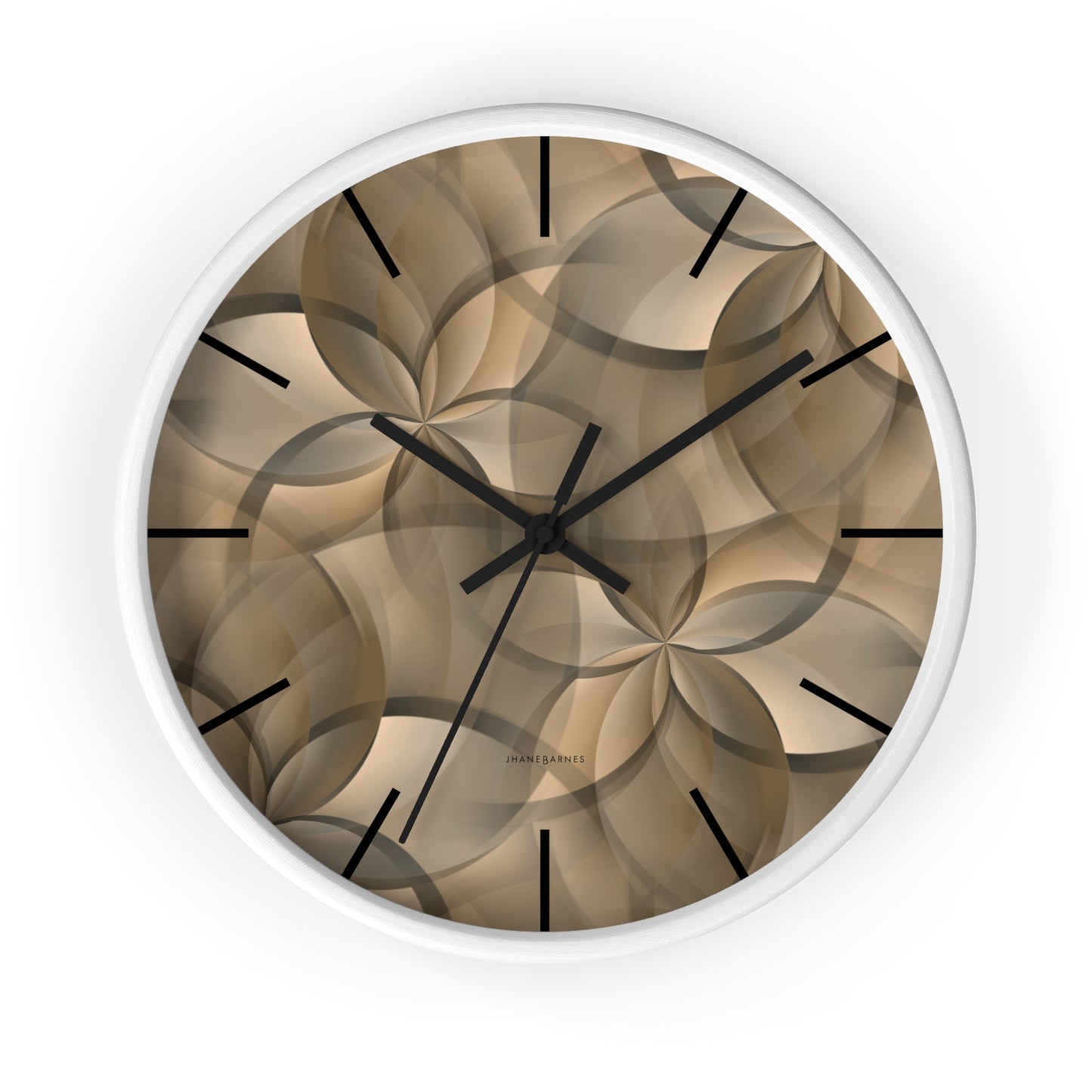 "FLORA" col Sand Dunes - Jhane Barnes custom designed Wall Clock. *Click to select your base color + hands that best matches your space