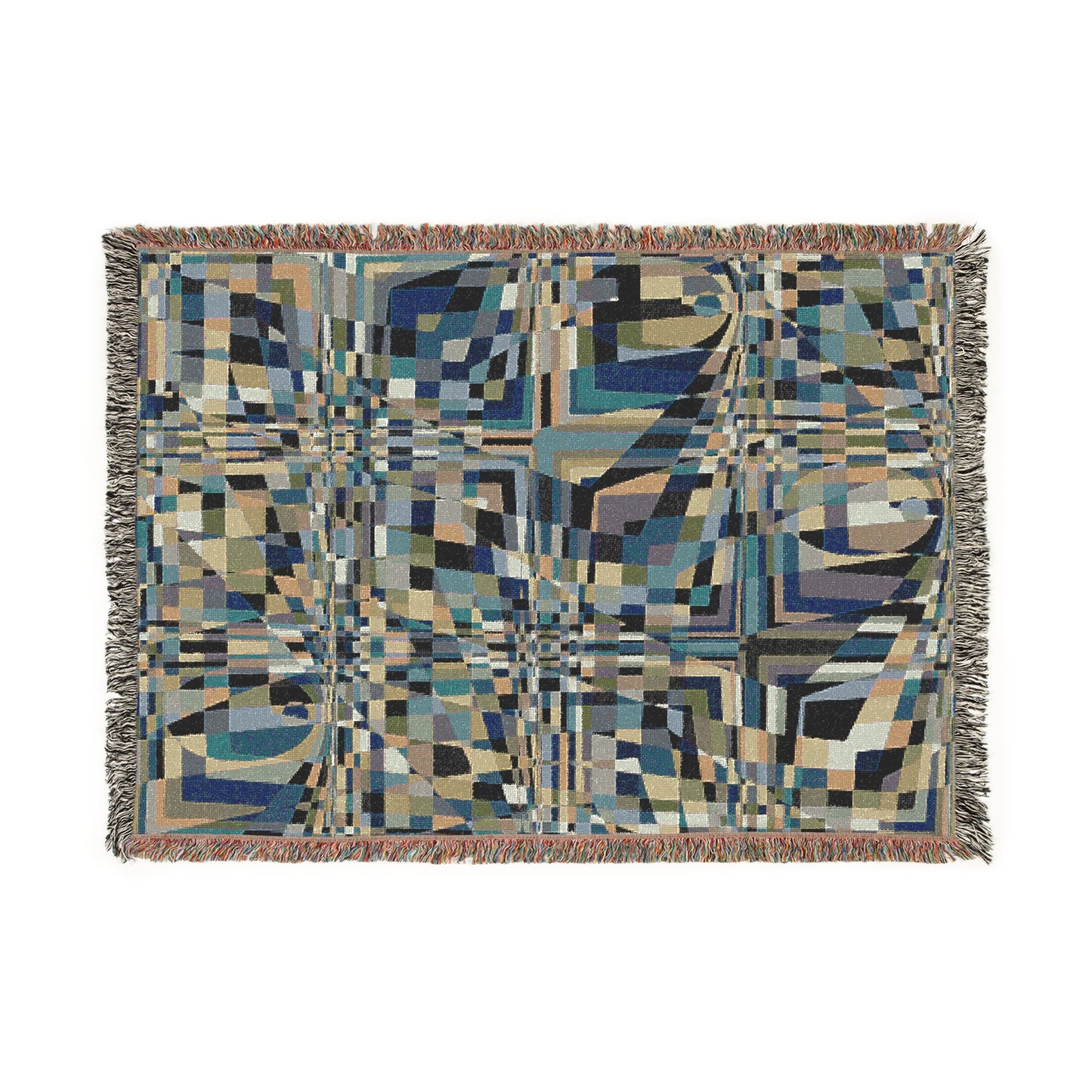 "QUAD II" col. Blue-Green Envy (multiple sizes) JHANE BARNES Custom Woven Blanket