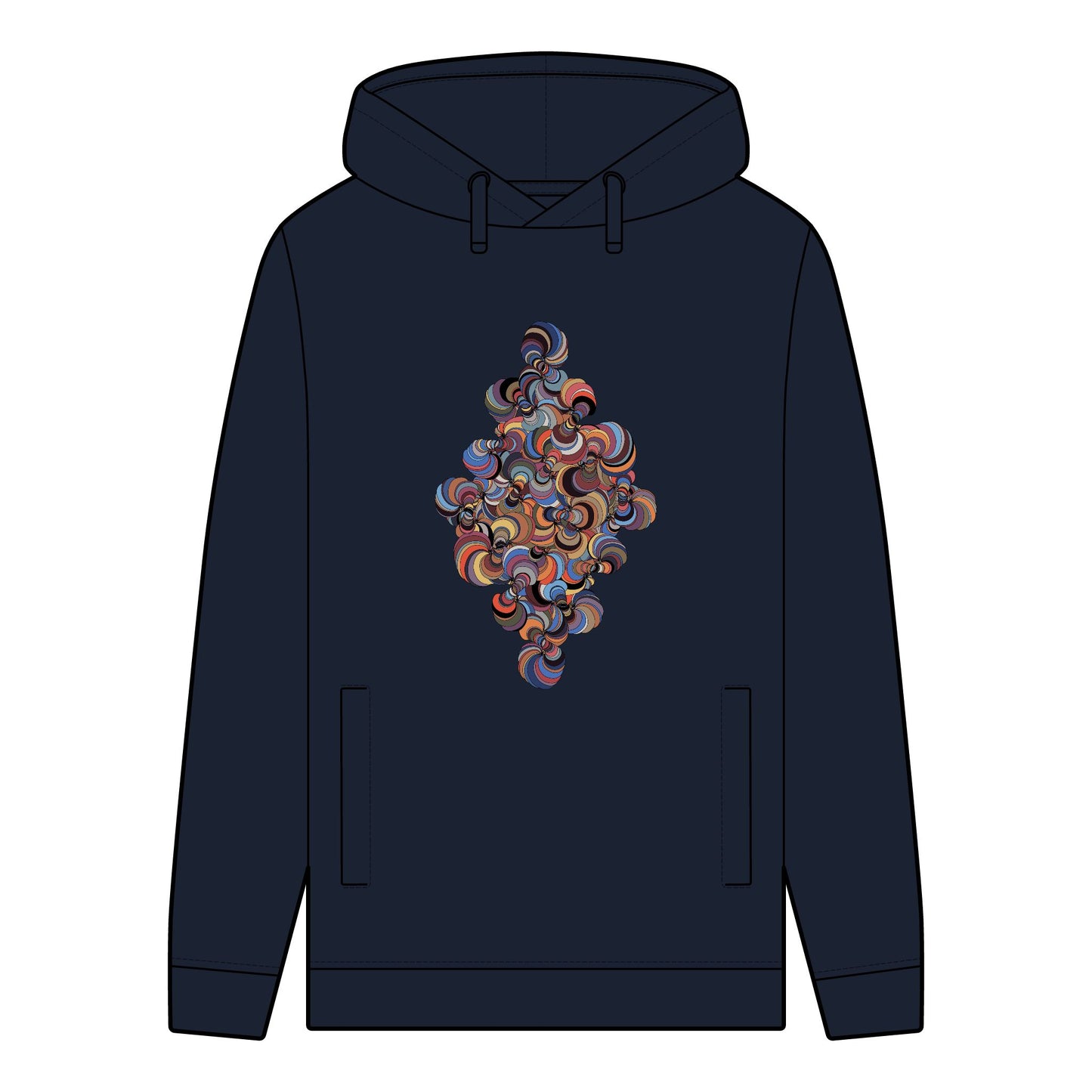 Men's Organic Hoodie with Vibrant Fractal Medallion Pattern