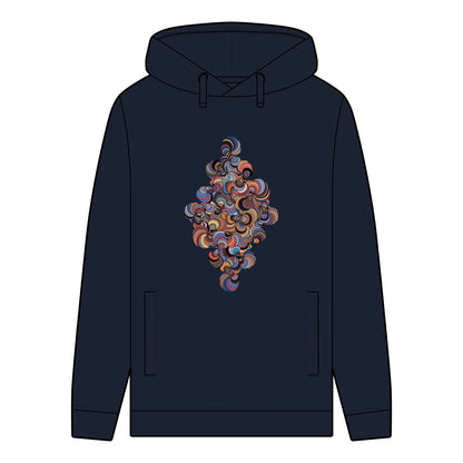 Men's Organic Hoodie with Vibrant Fractal Medallion Pattern