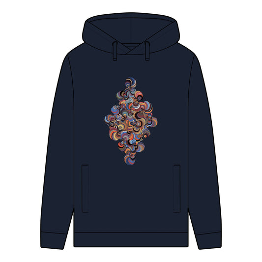 Men's Organic Hoodie with Vibrant Fractal Medallion Pattern