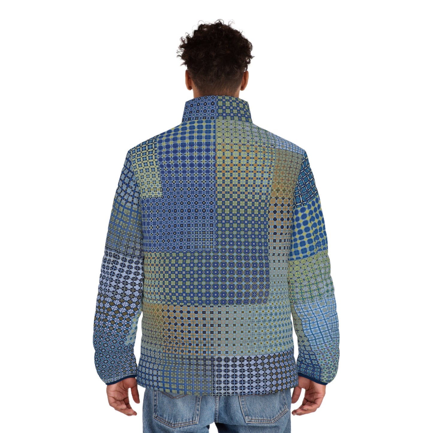 Men's Puffer Jacket "FREQUENCY" col Blue Jeans, Jhane Barnes custom design