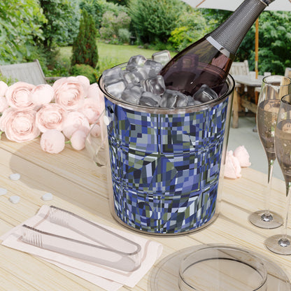 Ice Bucket with Tongs "QUAD" col. Cobalt Pulse - design by Jhane Barnes