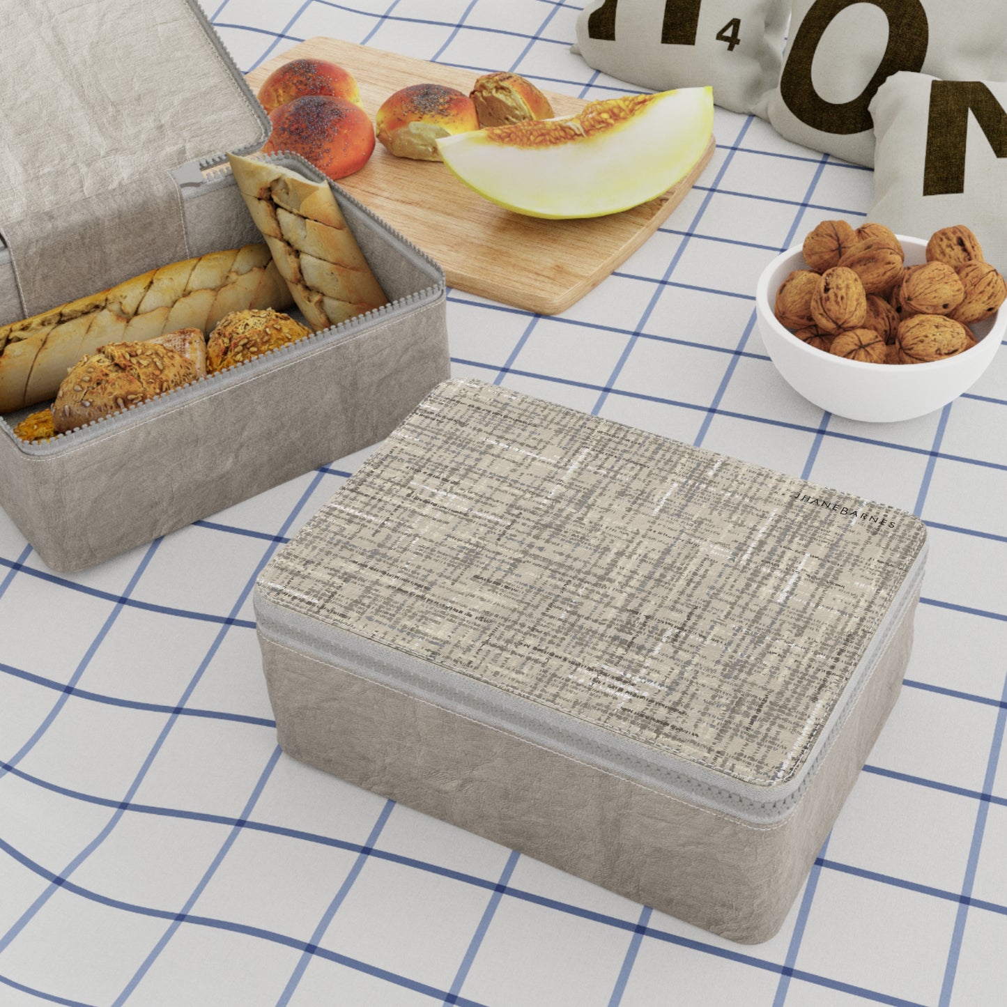 Zip Paper Lunch Bag "CROSS HATCH"  col Alpine Thisle