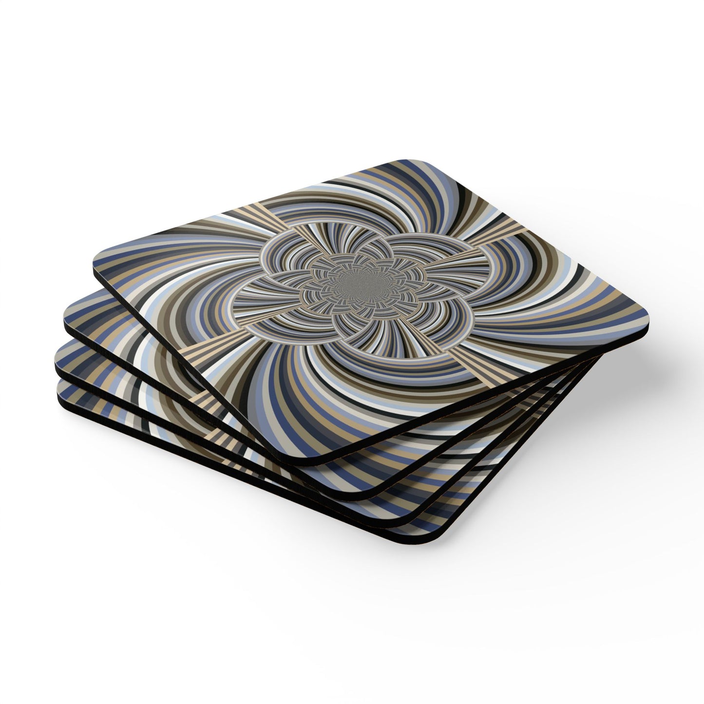 Corkwood Coaster Set  (4 pcs)  "STRIPE INVERSION"