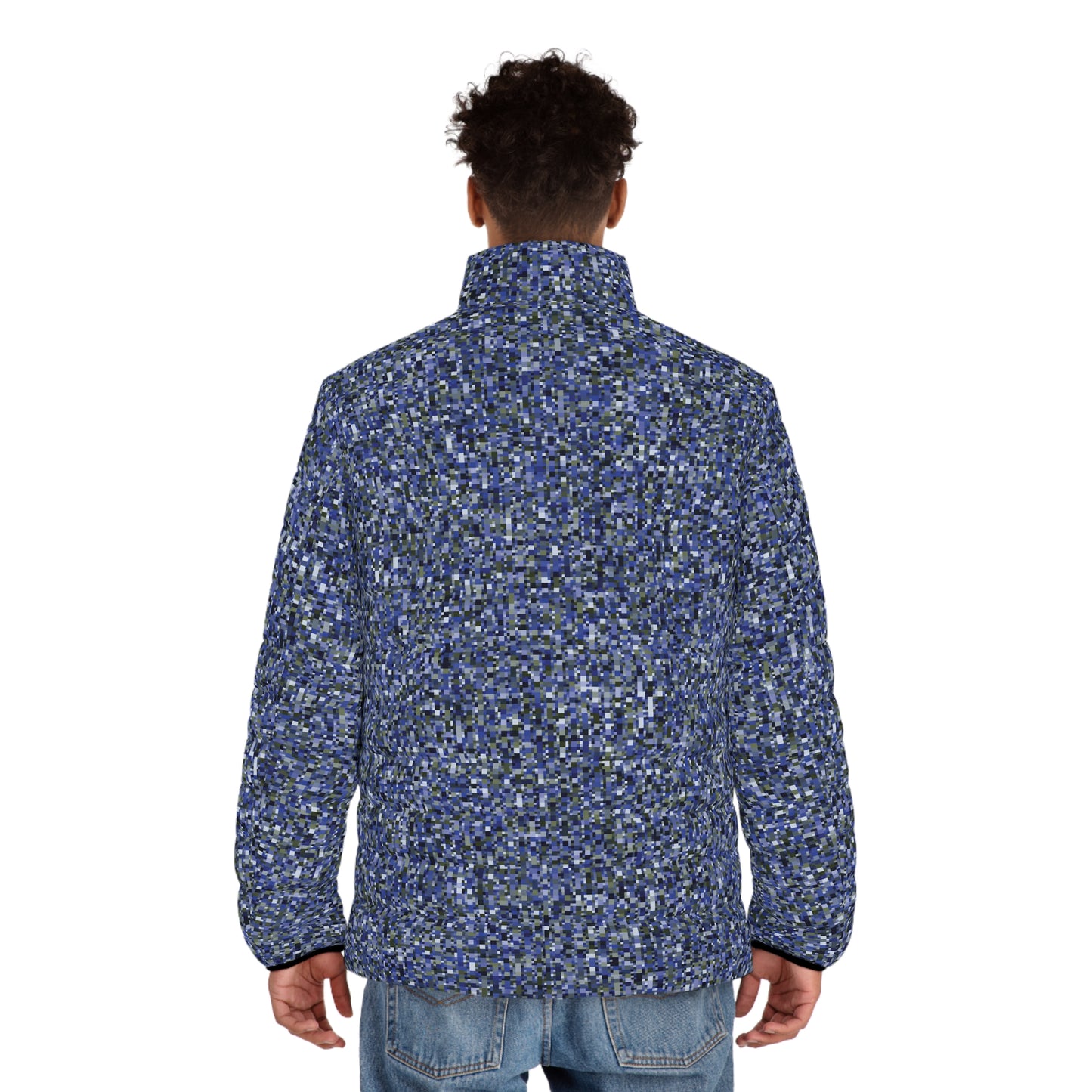 Men's Puffer Jacket "CAMOU-SCHATT" col. Cobalt Pulse - Jhane Barnes custom design