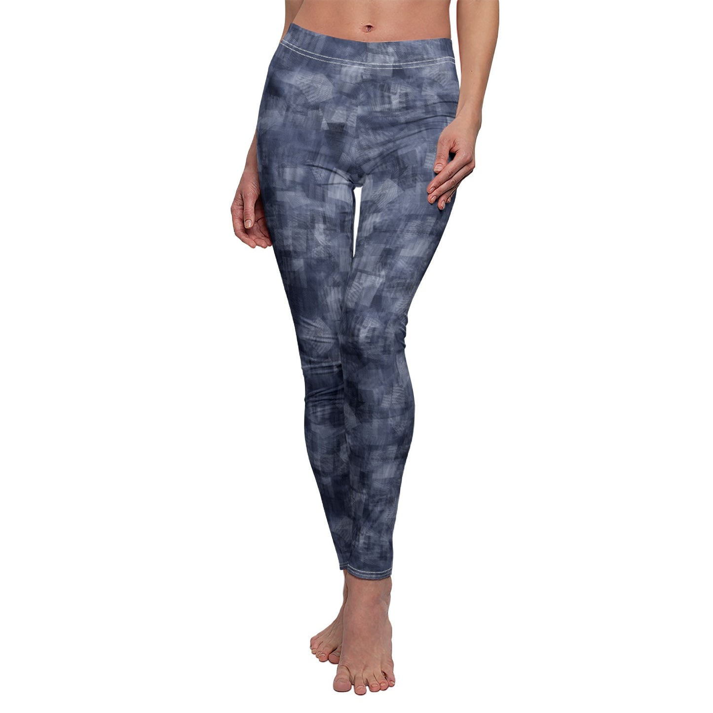 Women's Mid-rise Casual Leggings  "MOIRE" col Navy