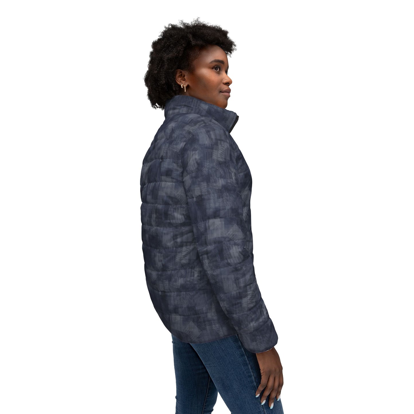 Women’s Puffer Jacket "MOIRE"  col Navy Jhane Barnes custom design