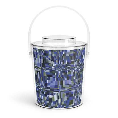 Ice Bucket with Tongs "QUAD" col. Cobalt Pulse - design by Jhane Barnes