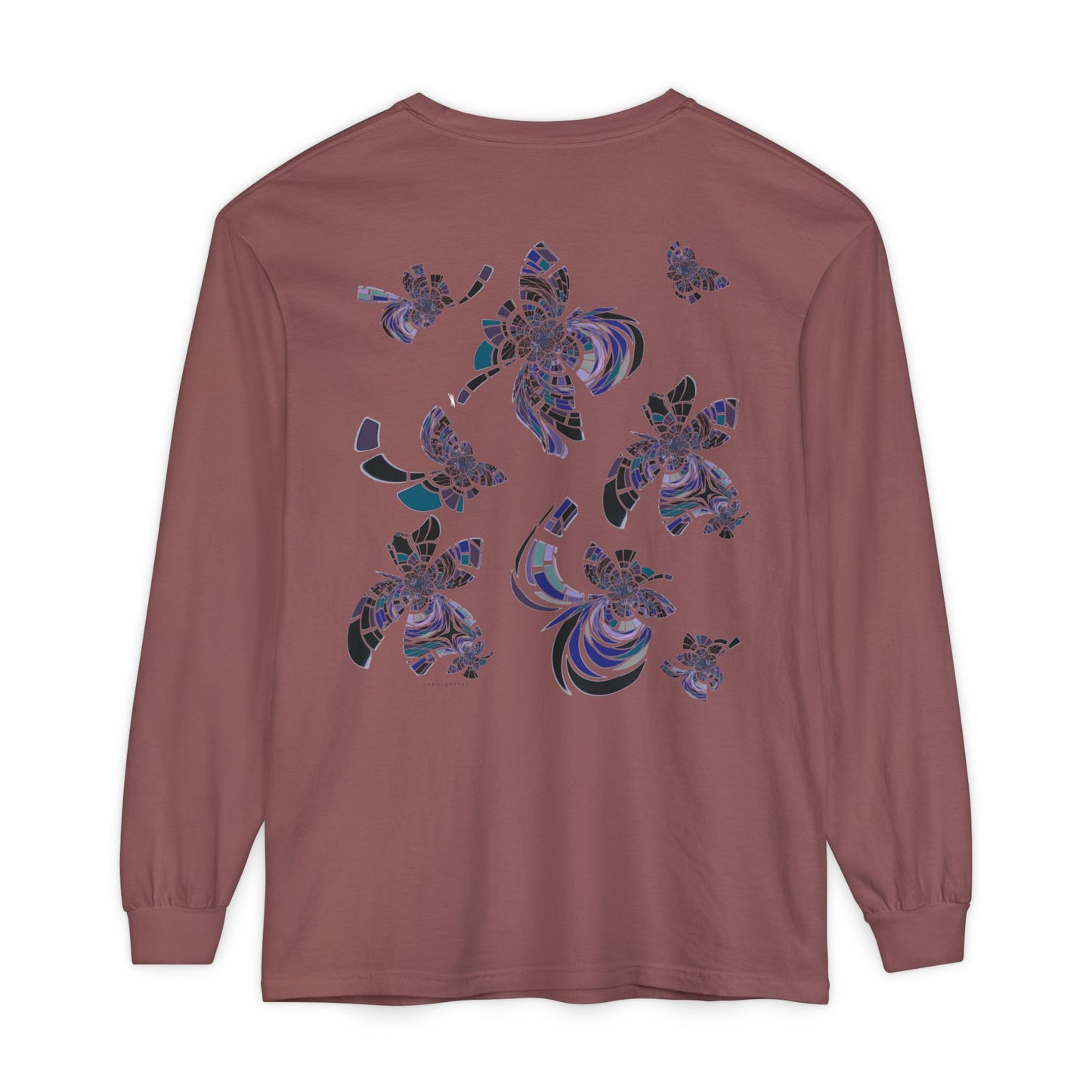 Unisex Long Sleeve T-Shirt "MONDRIAN SPACE" in Blue. Perfect for Casual Comfort and Unique Style