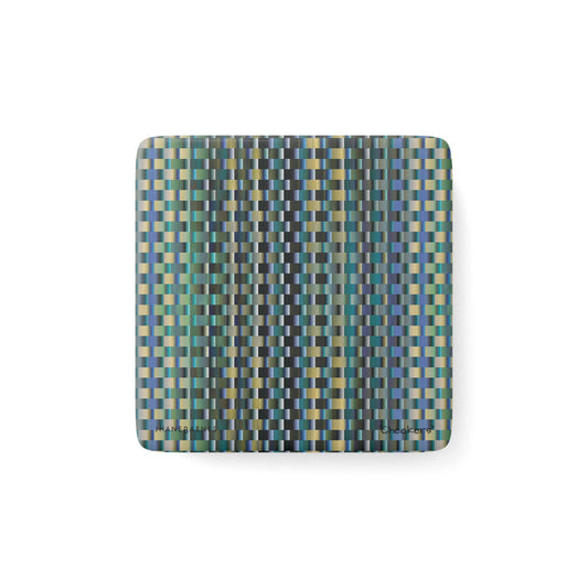 Porcelain Magnet, Square "CHECKERS" col. Blue Jeans
