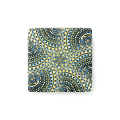 Porcelain Magnet, Square "LAYERED GEARS" col. Blue Jeans