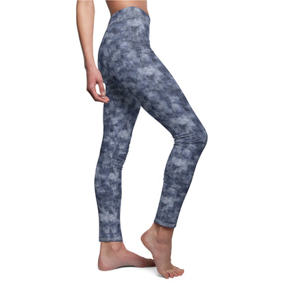 Women's Cut & Sew Casual Leggings "MOIRE" col. Navy