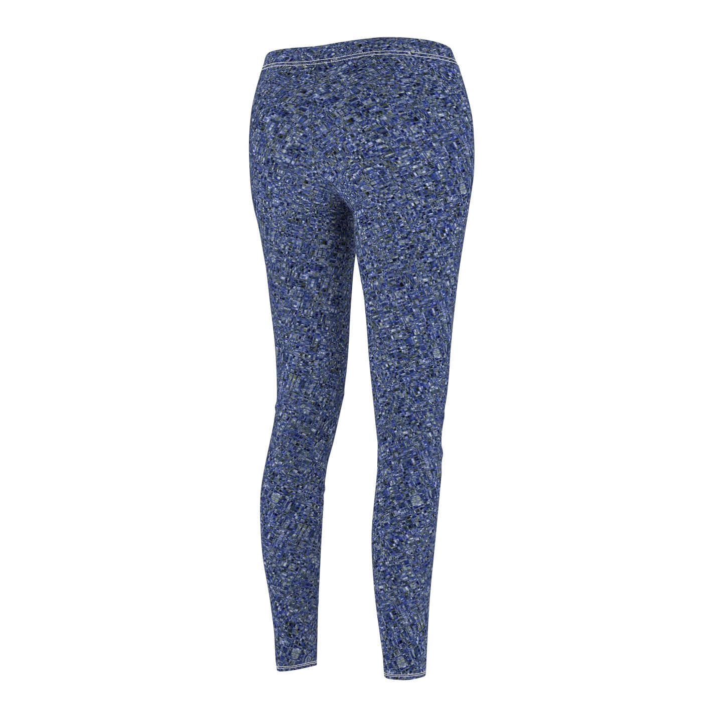 Women's Cut & Sew Casual Leggings "MADRAS MAYHEM" col. Cobalt Pulse
