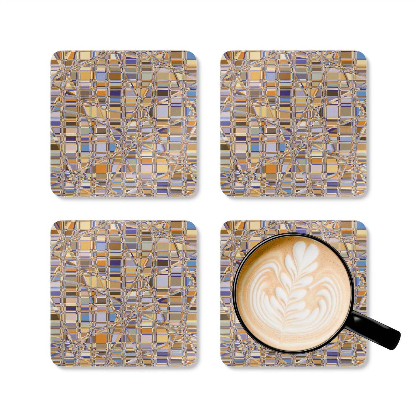 Corkwood Coaster Set  (4 pcs)  "GRIDWRAP" col Sedona