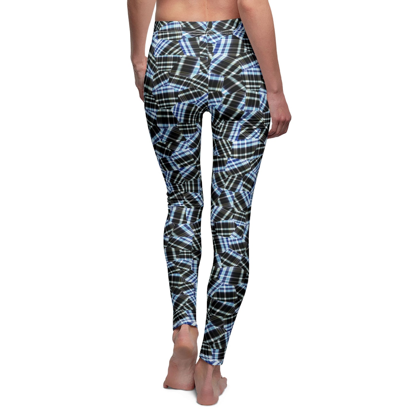 Women's Mid-rise Casual Leggings "GEODESIC" col. Black & Blue