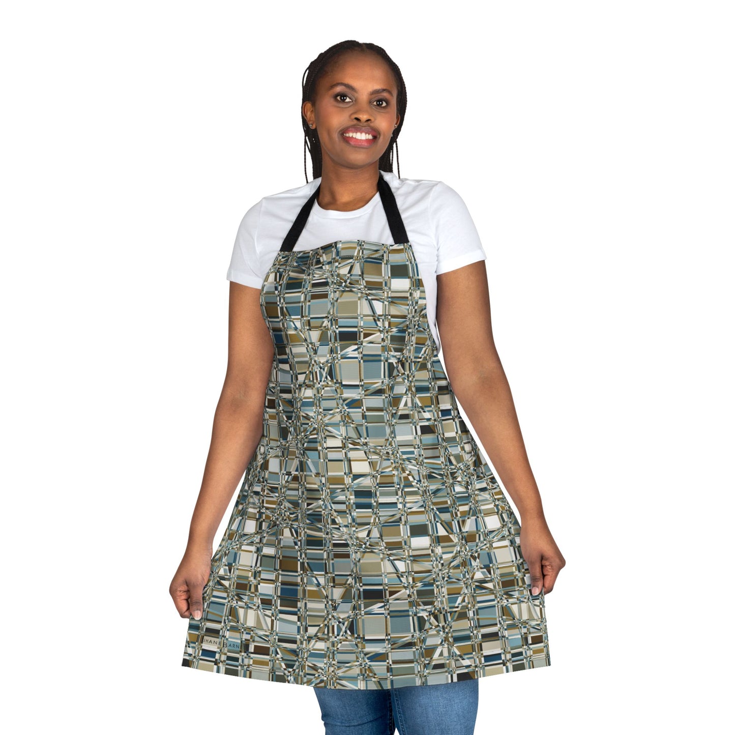 Apron, Jhane Barnes design "GRIDWRAP" col. Mint Chocolate