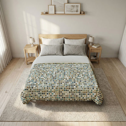 Cotton Duvet Cover "SQUARZE" col. Mint Chocolate