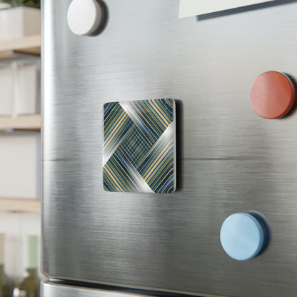 Porcelain Magnet, Square "PLAID TILE" col. Blue Jeans