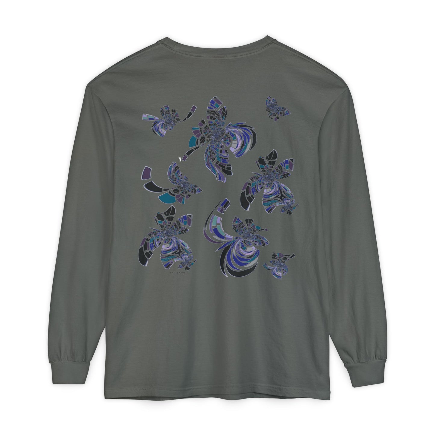 Unisex Long Sleeve T-Shirt "MONDRIAN SPACE" in Blue. Perfect for Casual Comfort and Unique Style