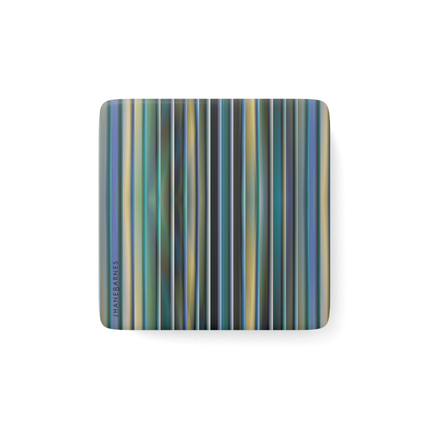 Porcelain Magnet, Square "STRIPES" col. Blue Jeans
